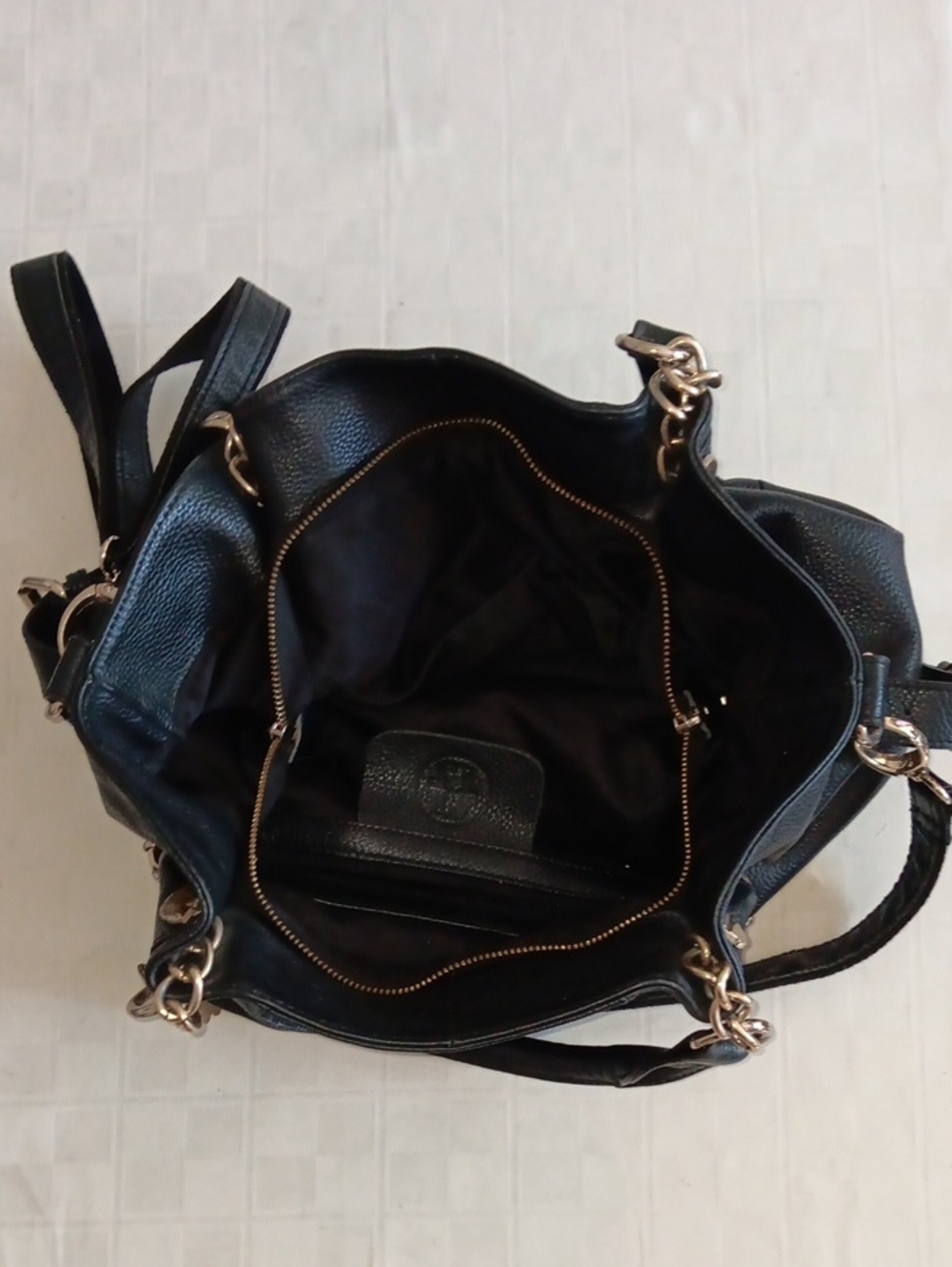 FJ Italian Leather Satchel & crossbody bag -- pebbled Black - Picture 4 of 8